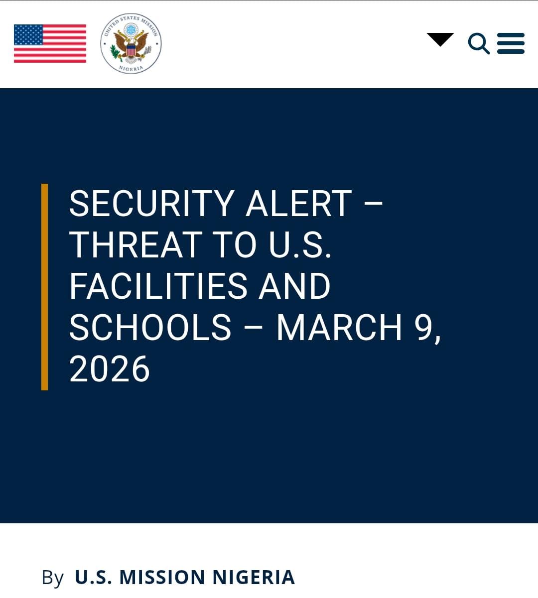 U.S. Warns Of Possible Terror Threat To Facilities In Nigeria