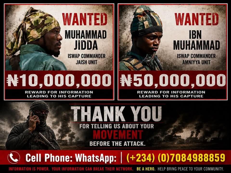 Military Declares N60m Bounty on Two ISWAP Commanders