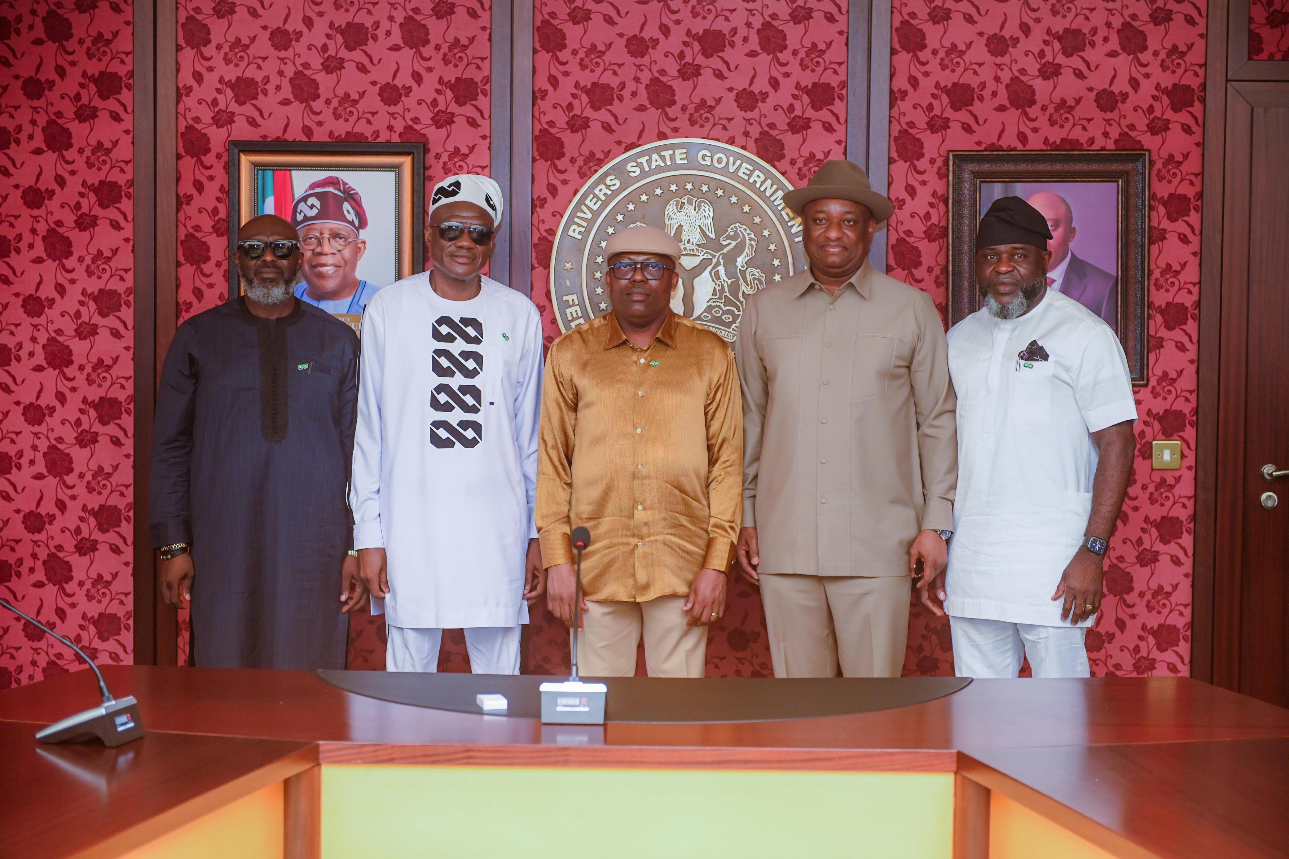 Gov. Fubara flanked by Honourable minister of Aviation